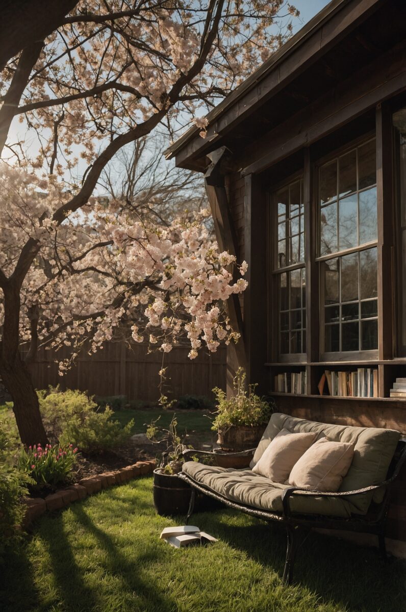 spring reading nook outdoors