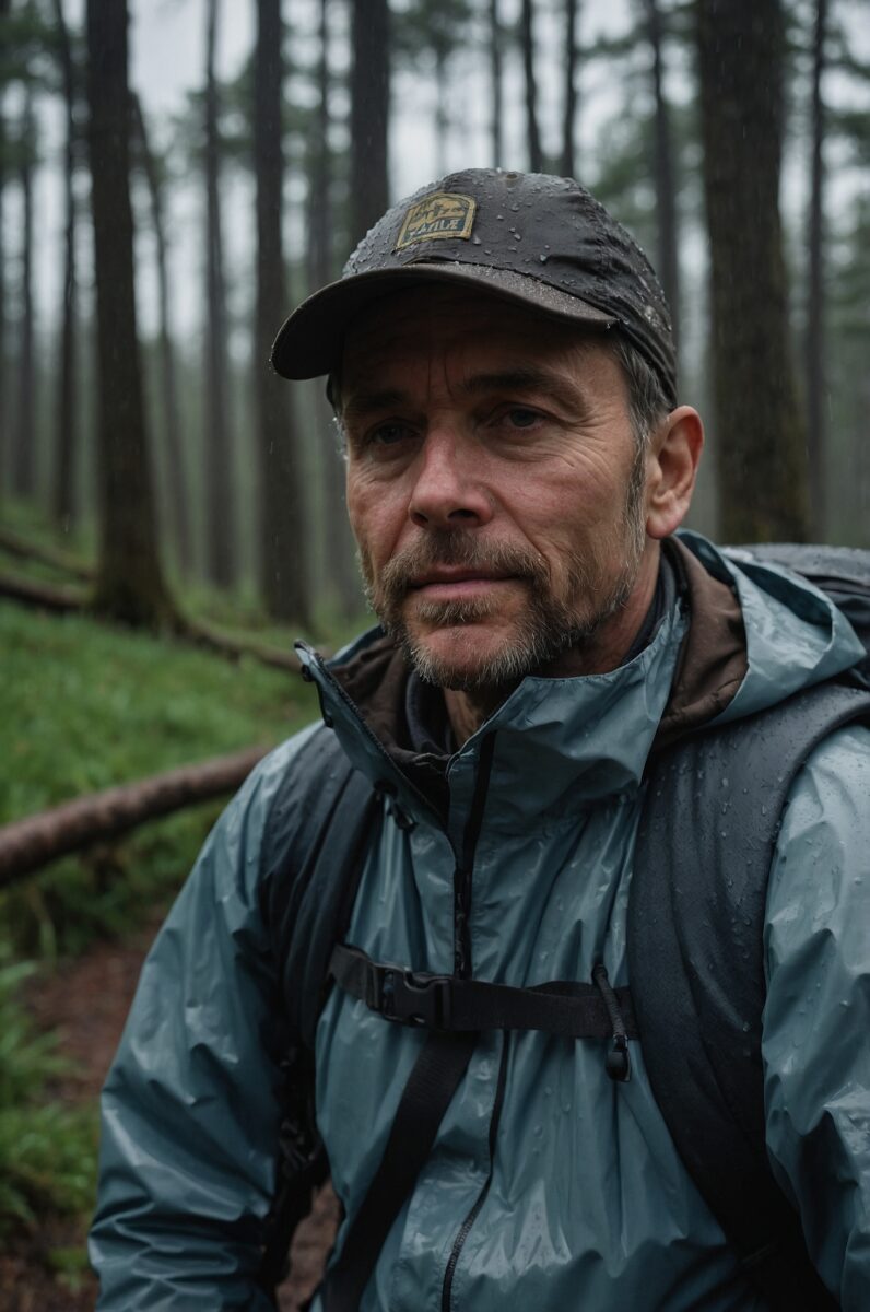 hiking a forest just after the rainfall