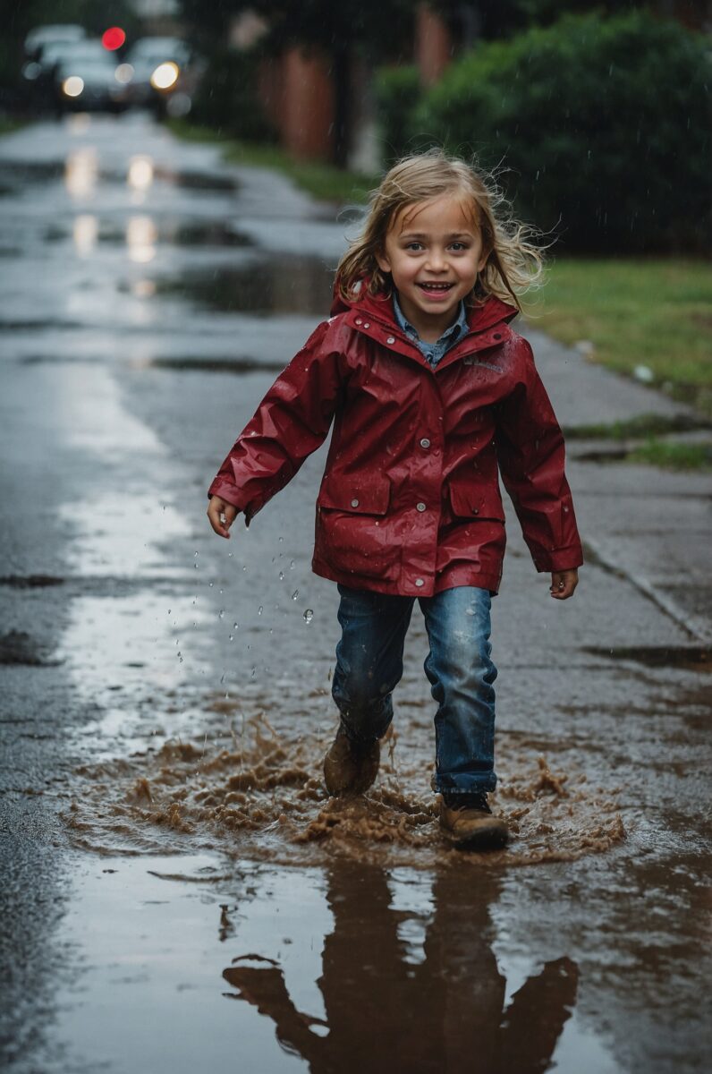 puddle jumping after the rainstorm
