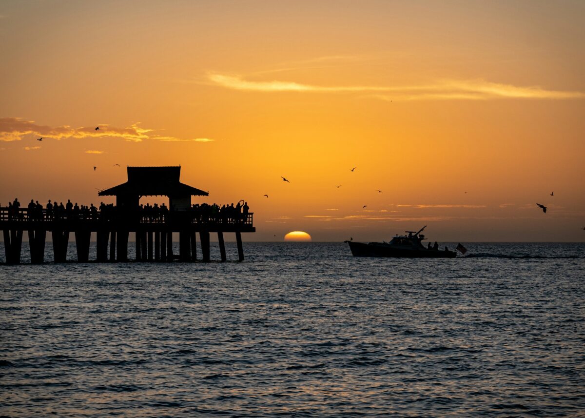 The Naples Pier at sunset on Florida's Gulf coast